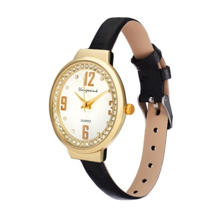 Women's watches “Shengmeimk”, eco -leather strap, black-4