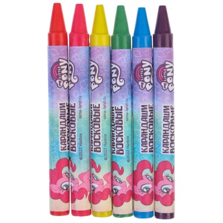 Wax pencils, set of 6 colors, height 8 cm, diameter 0.8 cm, my literal pony-2