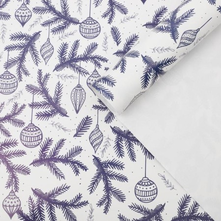 Glossy packaging paper "Branches with toys", 70 x 100 cm, New Year