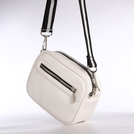 Women's bag over the shoulder, Textura, small size, white color-4