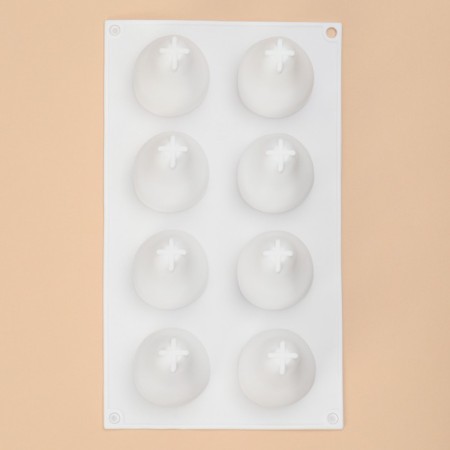 Form for mousse desserts and baking “G.”, silicone, 29.3 × 17.2 × 6.5 cm, 8 cells (D = 5.5 cm), white color-3