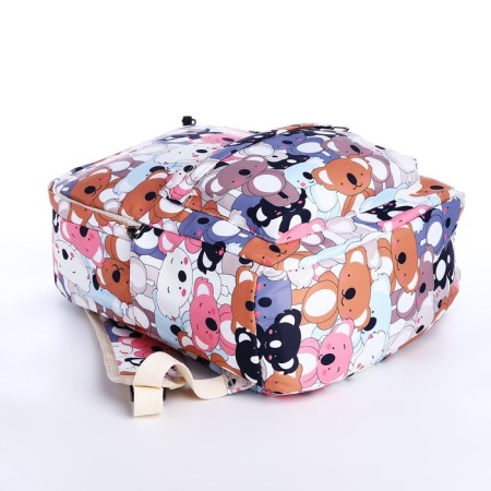 School backpack from textiles on a zipper, 3 pockets, pencil case, color colorful color-6