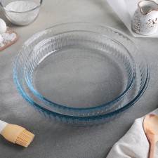 A set of round utensils from heat -resistant baking glass Borcam, 2 items: 1.6 liters, 2.6 liters