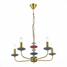 Светильник подвесной Evoluce. SLE1117-203-05. Attic. 5х40 Вт, E14, 65х65х40 см, цвет золотистый