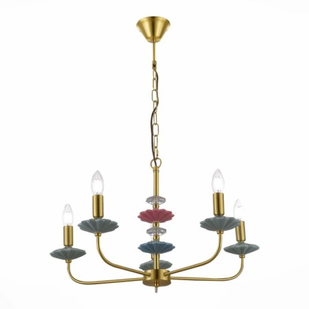 Suspended EVOLUCE lamp. Sle1117-203-05. Attic. 5x40 watts, E14, 65x65x40 cm, golden color
