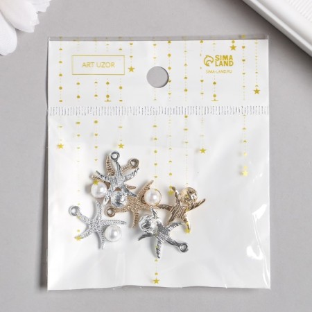 Decor for creativity Metal "Sea star with pearls" mix 1.7x1.7 cm-2