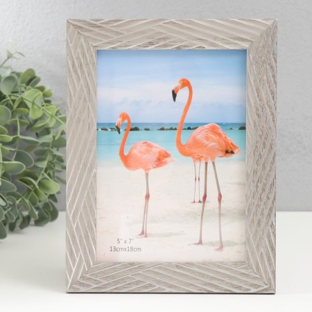 Photo frame plastic 13x18 cm "Silver lines on gray" 21.5x16.5 cm-1