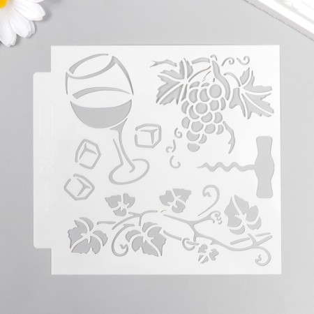 Plastic stencil "Wine" 13x13 cm-3