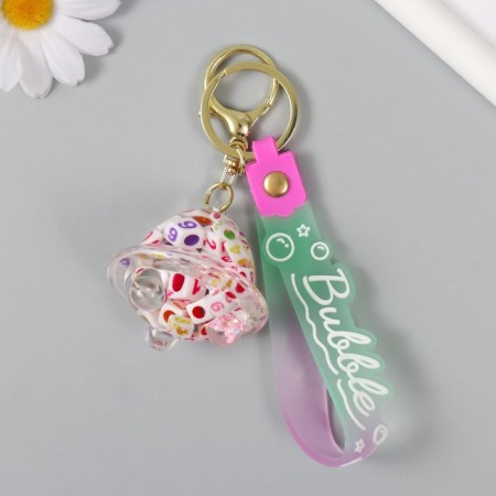 A plastic keychain with a carbine, a strap "Flying Bandage" Water with decor1.8x5.3x5.6 cm-1