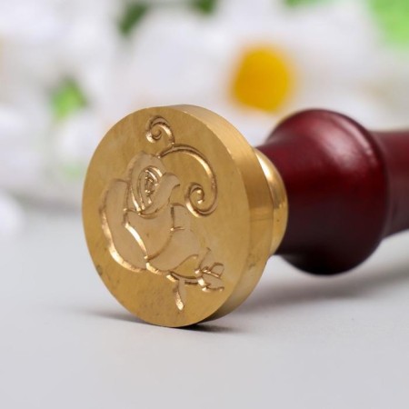 Printing for wax with a wooden handle "Bun Rose" 9x2.5x2.5 cm-3
