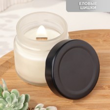 Aromatic candle made of soy wax in a bank, 75 g, spruce cones MB