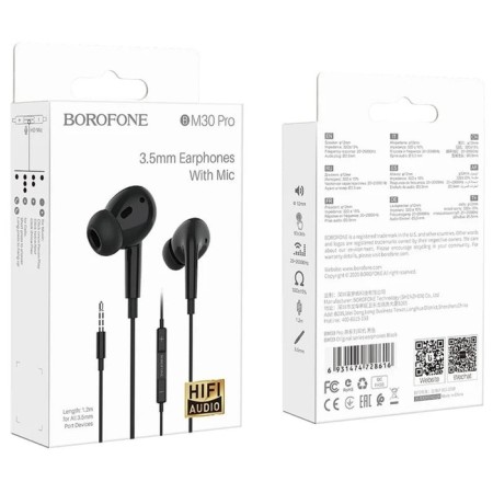 Headphones Borofone BM30 Pro, vacuum, microphone, jack 3.5 mm, cable 1.2 m, black-4