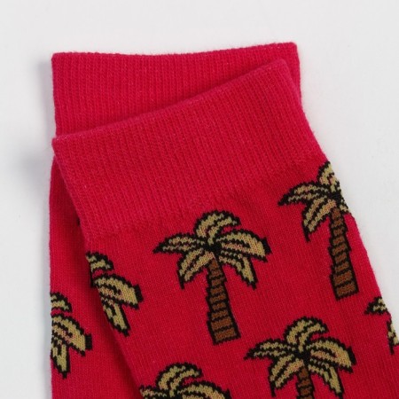 Women's socks "palm trees", pink color, size 23-25-2