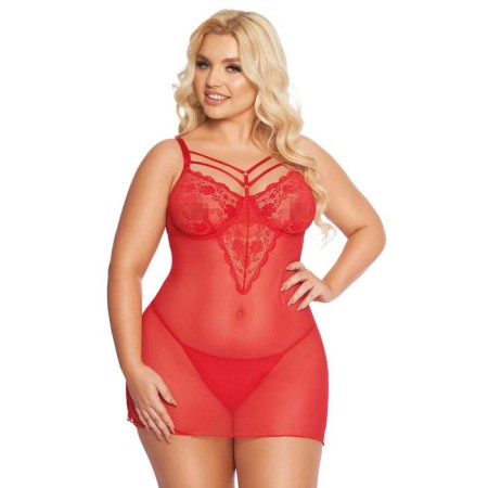 Softline Collection Aldona combination and thongs, red color, XXXL size