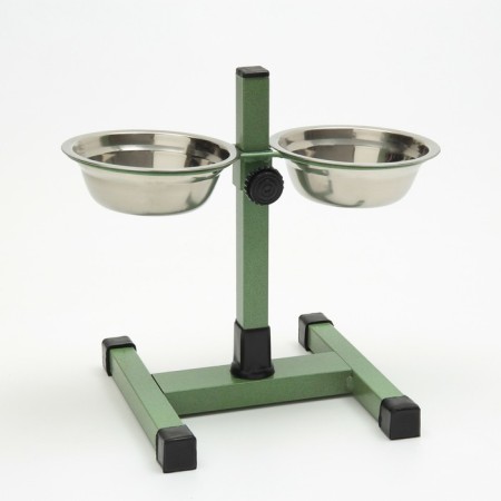 Stand with bowls, 2 x 700 ml, height 40 cm, collapsible, green-8