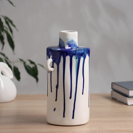 VAZA Ceramics Table "Picasso" (manual painting) explosion jug, 24.5x13 cm, blue-white-1