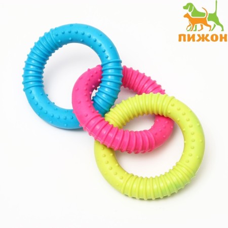 Chewing toy "Always together!", TPR, 3 rings of 8 cm, blue/pink/yellow