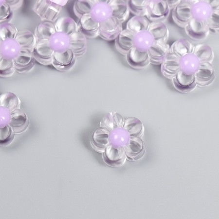 Plastic beads "Flower with purple middle" Gloss 20 grams 0.6x1.2x1.2 cm-1