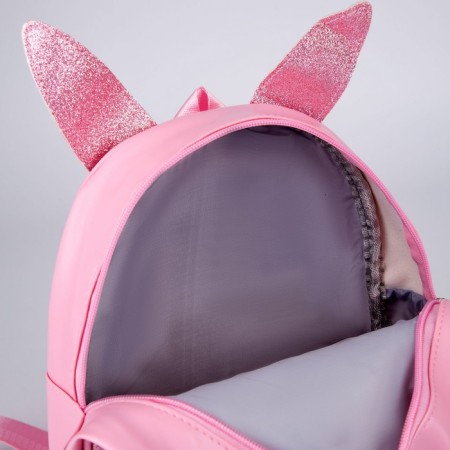 Baby backpack for girls with sparkles "Bunny", Removable elements, 27x23x10 cm-2