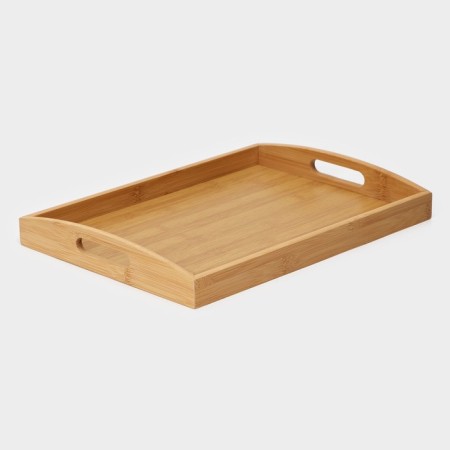 Tray with handles of the share Striata, 41 × 28 × 5 cm, bamboo-4