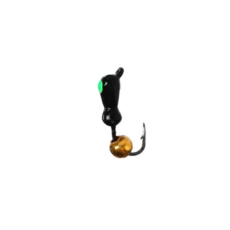 Mormyshka ants black, green eye + ball gold, weight 0.9 g-1