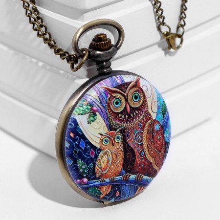 Pocket clock "Owl", quartz, d-4.5 cm-4