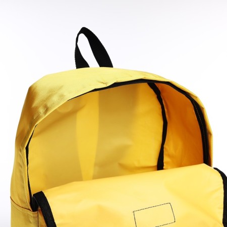 A backpack with a zipper, an outer pocket, yellow color-5