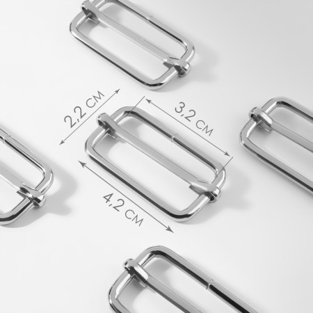 The buckle is regulatory, the inner width is 32 mm, the thickness is 5 mm, 5 pcs, the color is silver