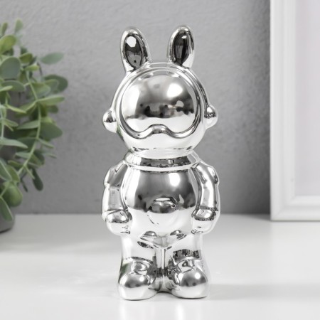 Souvenir ceramics "Bunny-cosmonaut" silver 8x6x17 cm
