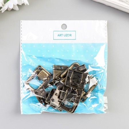 Castle metal for bronze casket + nails. set 5 pcs 3.6x2.5 cm-3
