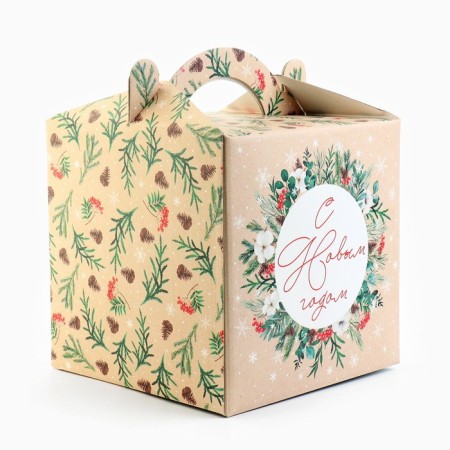 Confectionery box with a window, a chest, "Happy New Year!" 20 x 20 x 20 cm, new year-2
