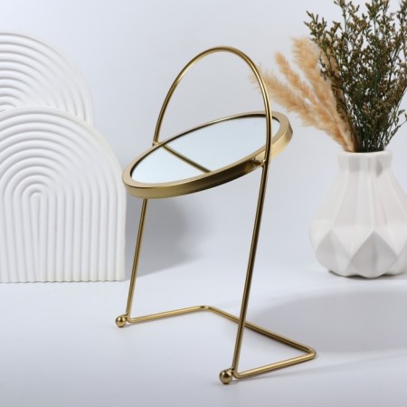 Bohemia desktop mirror, D mirror surface 14.5 cm, gold color-3