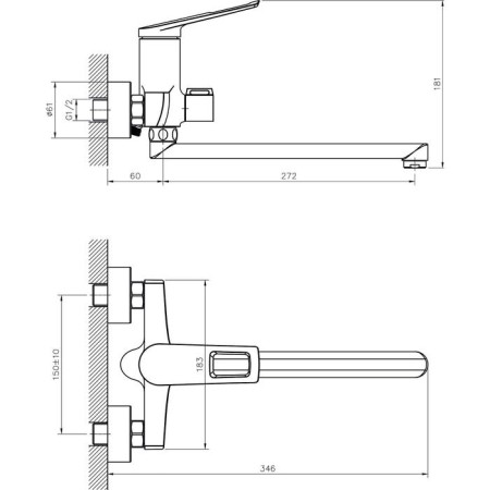 Bath mixer Rush Socotra ST1235-51, single-leaf, long spout, shower set, chrome 52787-1