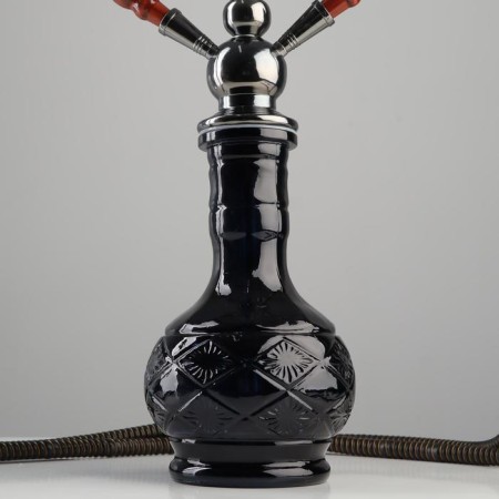Hookah 65 cm, 2 tubes, black carved sausage, 60 x 14.5 cm-1