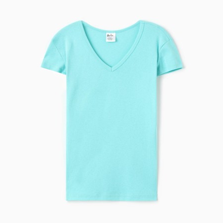 Women's T-shirt V-shaped neckline, turquoise color, size 50