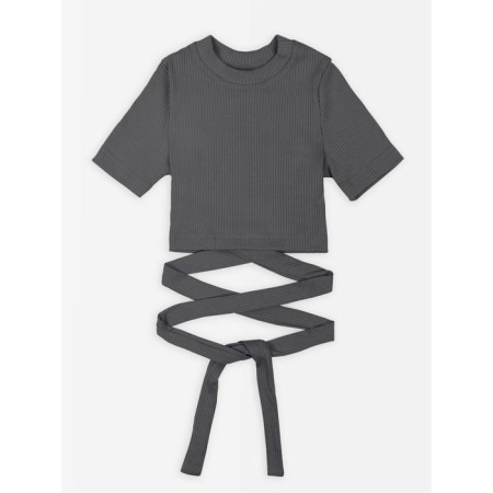 TOP for girls with short sleeves, height 140 cm, color graphite-5