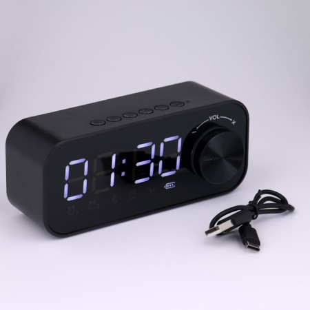 Clock - electronic desk alarm clock: column, Bluetooth, TF card, 14.2 x 6 cm, USB-3