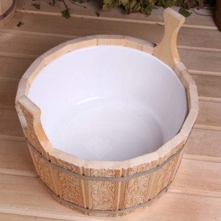 Gang from linden round, 8l, plastic insert Russian pattern-5