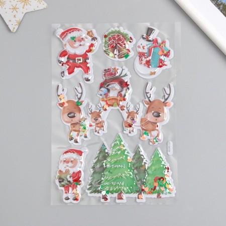 Stick plastic interior volumetric "New Year's trip" with glitter inside 31x18 cm-1