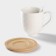 Ceramic tea set on the Bellatenero bamboo stand, 6 objects: 2 cups 350 ml, 2 wooden saucers d = 12 cm, 2 spoons, white color