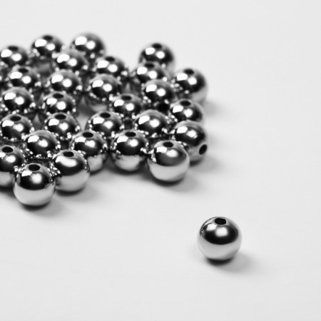 Bead "hematite" d = 7 mm, (set 10 g), silver color-1