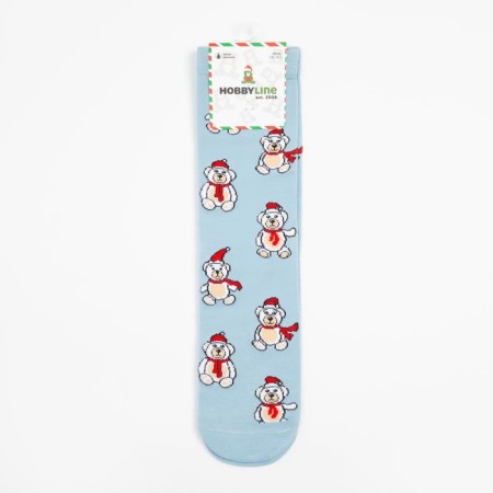 Women's socks "bears", blue color, size 36-40-4