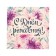 Mini-postcard "Happy Birthday!" purple and pink flowers, 7 x 7 cm