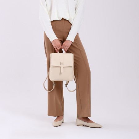 City backpack of artificial leather with lightning, milk color-4