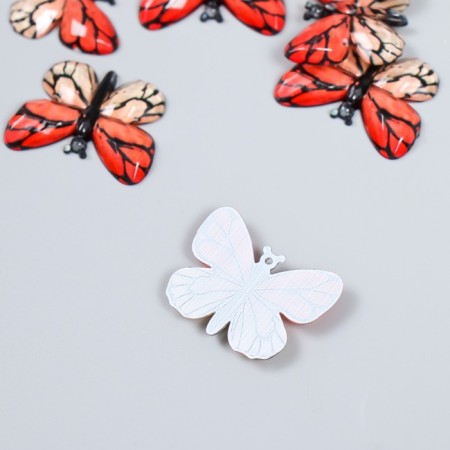 Decor for creativity plastic "Butterfly, red-pink wings" 2.5x3.2 cm-1