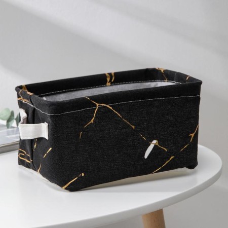 Storage basket with handles of the shade "Marble", 23 × 16 × 12 cm, black color-4