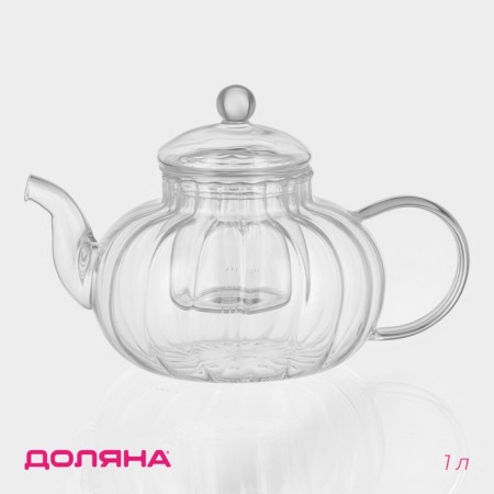 The teapot is a teapot with a glass lid and sieve "Diana. Grace ", 1 l-1