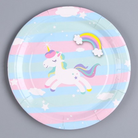 Paper plate "Rainbow Unicorn", in a set of 6 pcs.