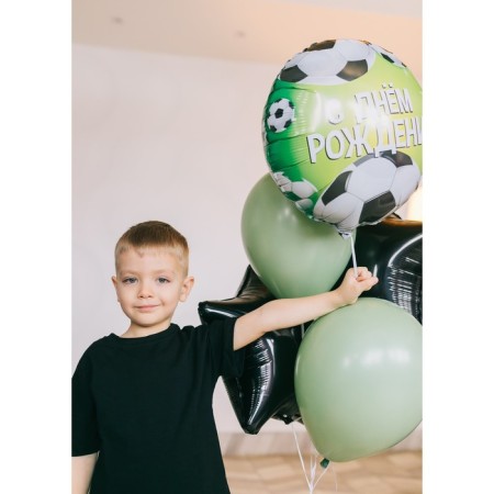 Foil balloon 18 "Happy Birthday. Football", Circle, Green Color-3