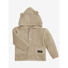 Джемпер детский вязаный с ушками на капюшоне Amarobaby Pure Love, рост 92 см, цвет бежевый